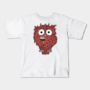 Sleepy owl with coffee Kids T-Shirt